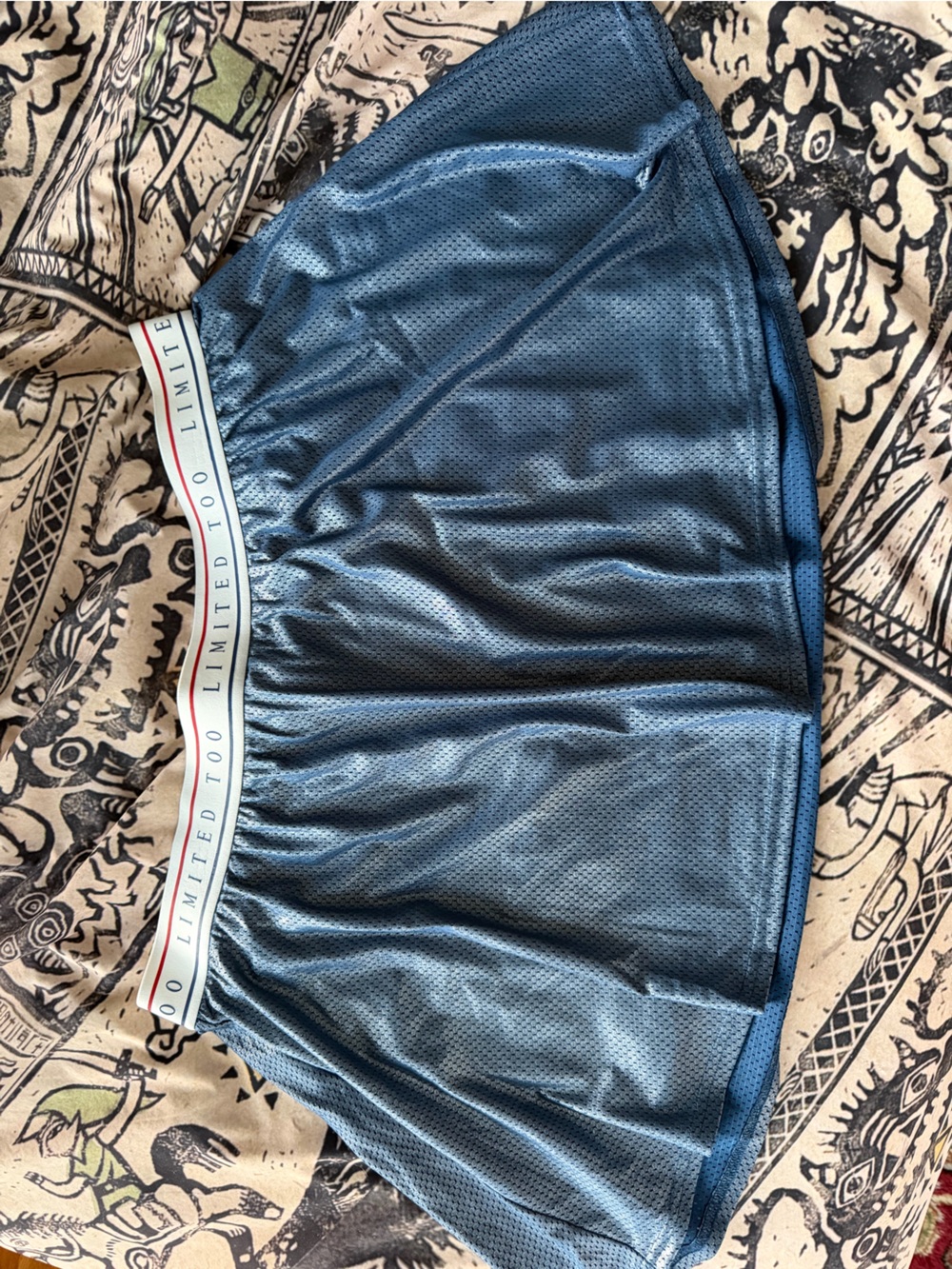 Limited Too Blue Mesh Skater Skirt with Branded Elastic Waistband